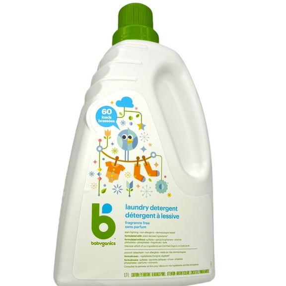 Babyganics Fragrance Free Liquid Laundry Detergent 60 Loads HE Safe 60oz