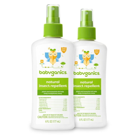 Babyganics Insect Spray, 6oz, 2 pack, Made with Plant and Essential Oils, Packaging May Vary