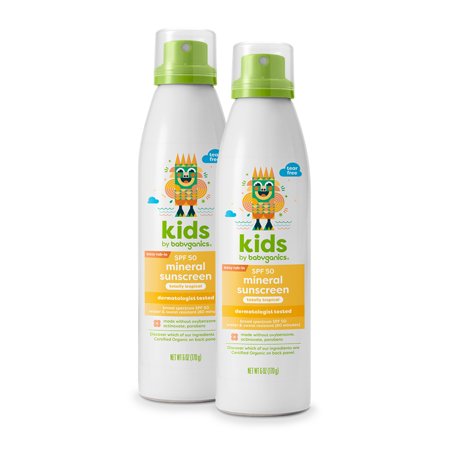Babyganics Kids Sunscreen Continuous Spray SPF 50 - Totally Tropical Scent, 6oz - 2pack - For children over 6 months