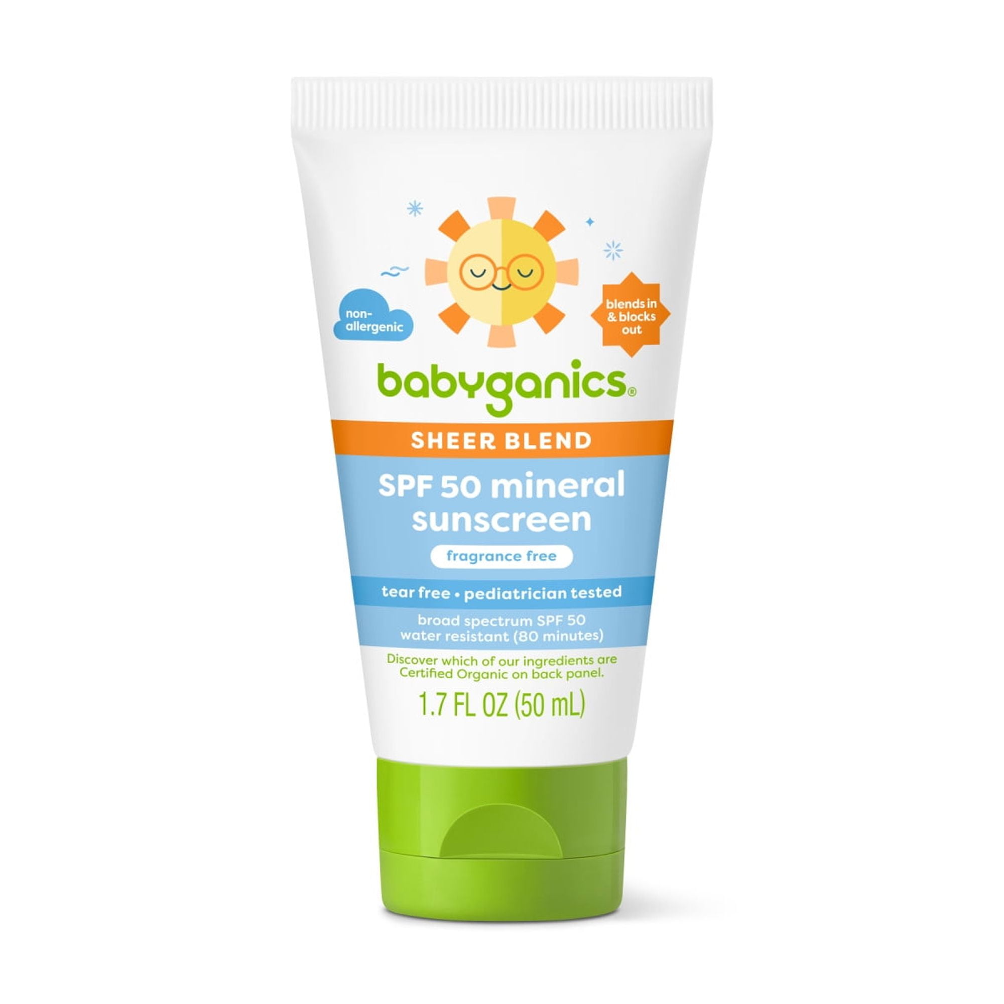 Babyganics Sheer Blend, SPF 50 Mineral Sunscreen Lotion, Fragrance Free, 1.7 oz