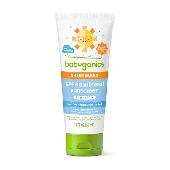 Babyganics Sheer Blend, SPF 50 Mineral Sunscreen Lotion, Fragrance Free, 3 oz