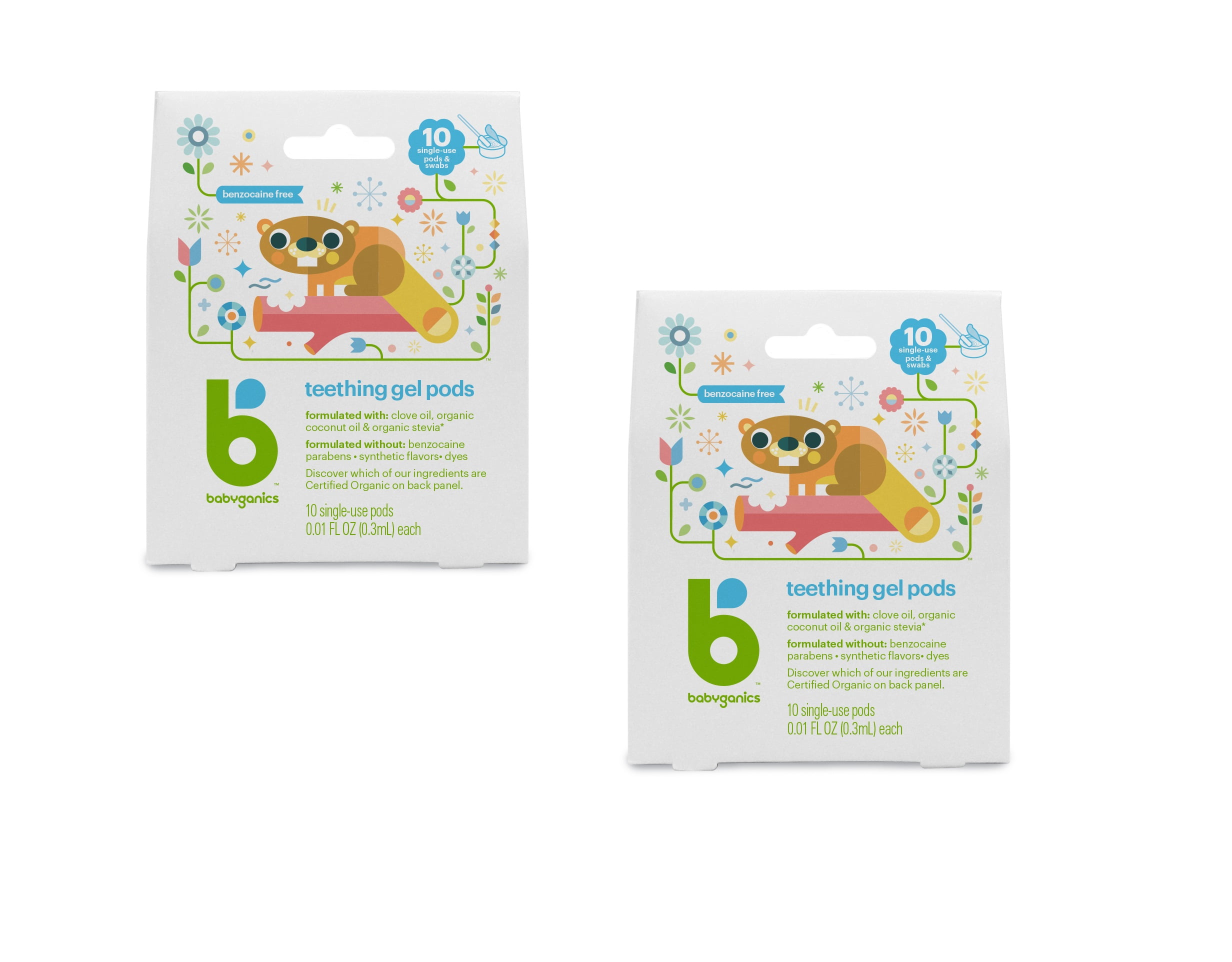 Babyganics Teething Gel Pods, 10 count 2 Pack