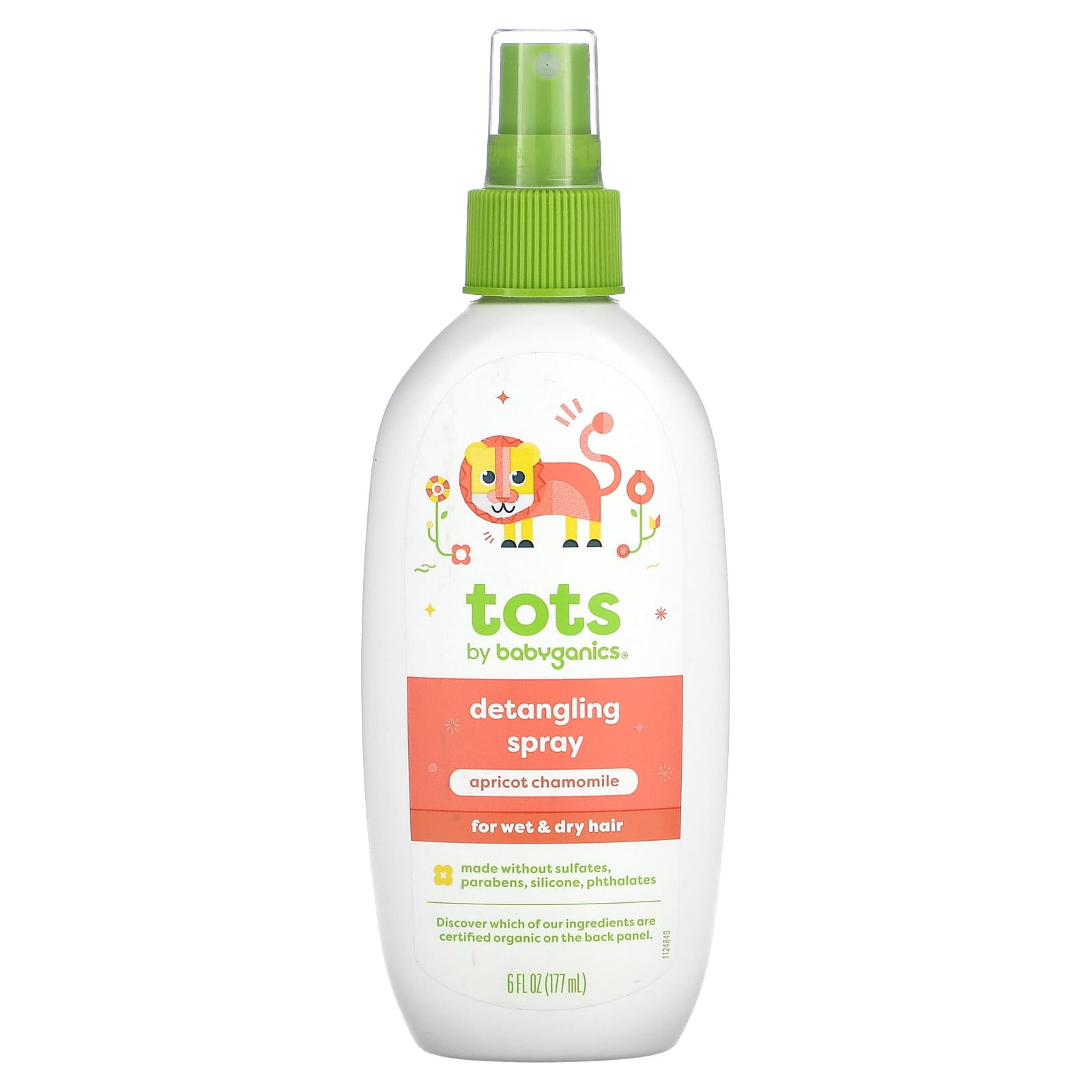 Babyganics Tots Detangling Spray, Apricot Chamomile, 6 fl oz (177 ml)