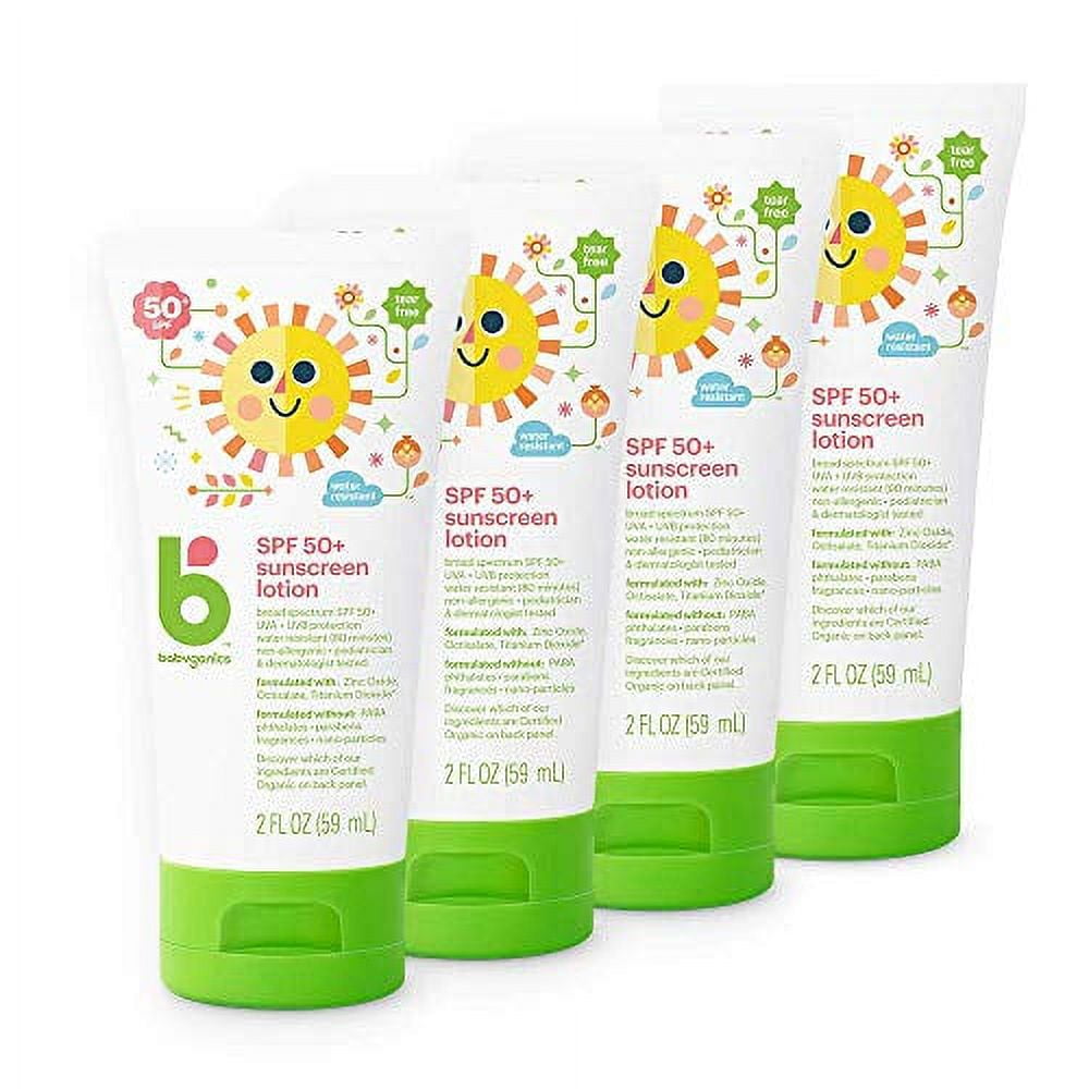 Babyganics Travel Size Sunscreen Lotion 50 SPF, 2oz, 4 Pack, Packaging May Vary