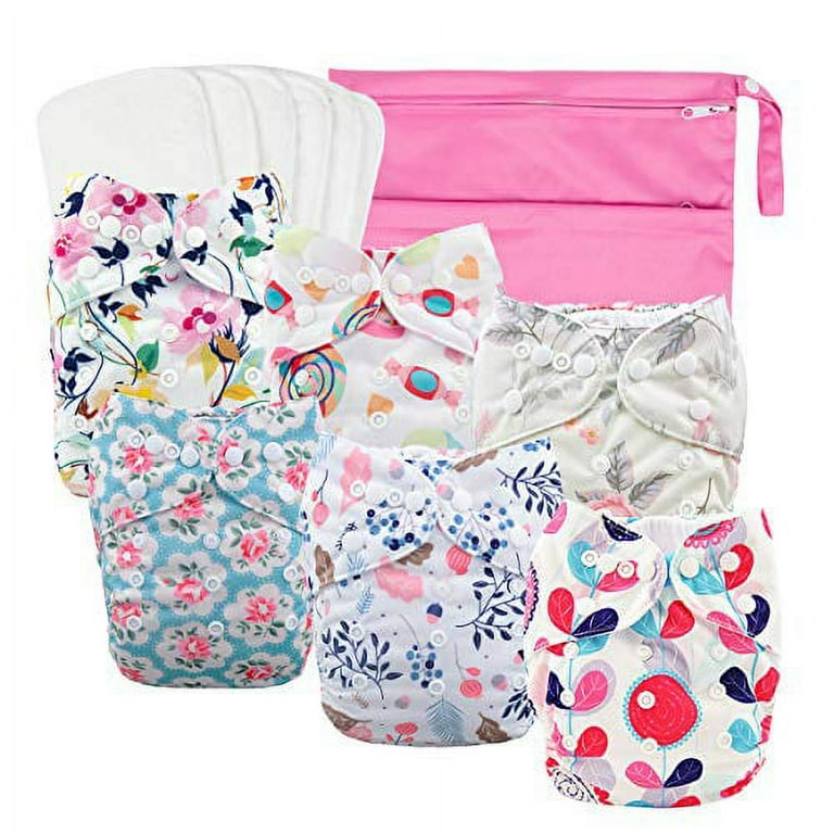 Babygoal Baby Cloth Diapers for Girls, Reusable Adjustable One