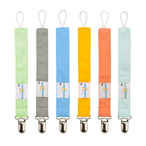 Babygoal Pacifier Clips, 6 Pack Pacifier Holder for Boys and Girls Fits