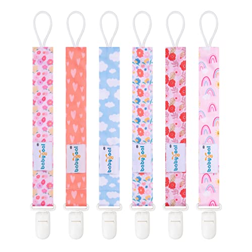 Babygoal Pacifier Clips, 6 Pack Pacifier Holder for Boys and Girls Fits