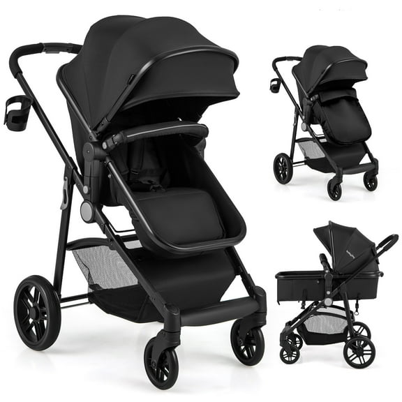 Babyjoy 2 in 1 Foldable Baby Stroller Kids Travel Newborn Infant Buggy Pushchair 22 lbs Black