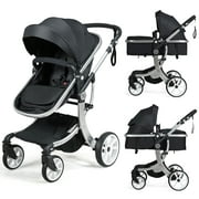 Babyjoy 2-in-1 Baby Stroller High Landscape Infant Stroller w/ Reversible Seat Black