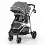 Costway 2 in 1 Convertible Baby Stroller High Landscape Infant Stroller Grey