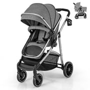Babyjoy 2 in 1 Convertible Baby Stroller High Landscape Infant Stroller Grey