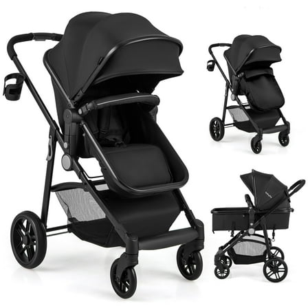 Babyjoy 2 in 1 Foldable Baby Stroller Kids Travel Newborn Infant Buggy Pushchair 22 lbs Black