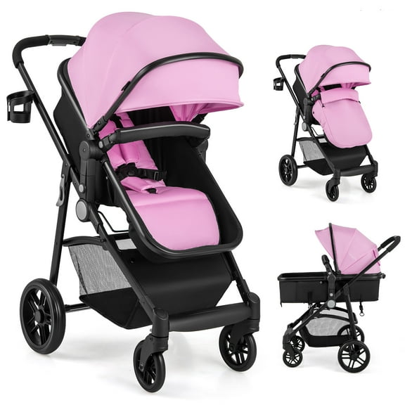 Babyjoy 2 in 1 Foldable Baby Stroller Kids Travel Newborn Infant Buggy Pushchair 22 lbs Pink
