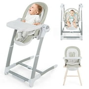 Babyjoy 3-in-1 Baby Swing & High Chair with  8 Adjustable Heights & Music Box Grey 0-3 Years