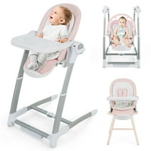 Babyjoy 3-in-1 Baby Swing & High Chair with  8 Adjustable Heights & Music Box Pink