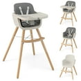 thumbnail image 1 of Babyjoy 3 in 1 Convertible Wooden High Chair Toddler Feeding Chair with Cushion Dark Gray, 1 of 10