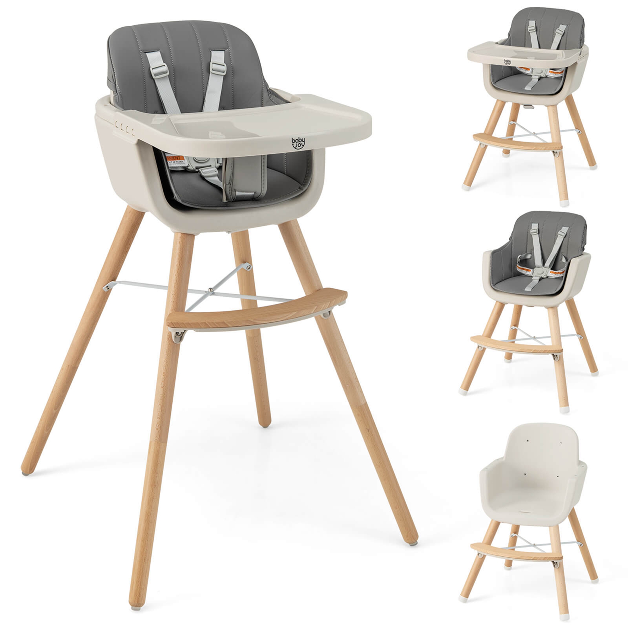 Babyjoy 3 In 1 Convertible Wooden High Chair Toddler Feeding Chair With Cushion Dark Grey: How It Stacks Up