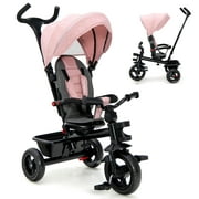 Babyjoy 4-in-1 Baby Tricycle Toddler Trike w/ Convertible Seat Pink