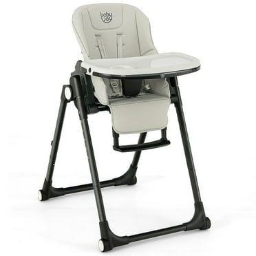 Babyjoy 4-in-1 Foldable Baby High Chair Height Adjustable Feeding Chair with Wheels Grey