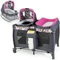 thumbnail image 1 of Costway 5 in 1 Bedside Bassinet with Diaper Changer Lockable Wheels & Travel Bag Rose Red, 1 of 10