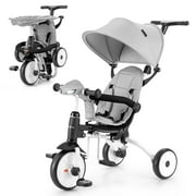 Babyjoy 6-in-1 Folding Baby Tricycle Toddler Bike Stroller W/ Adjustable Handle Gray