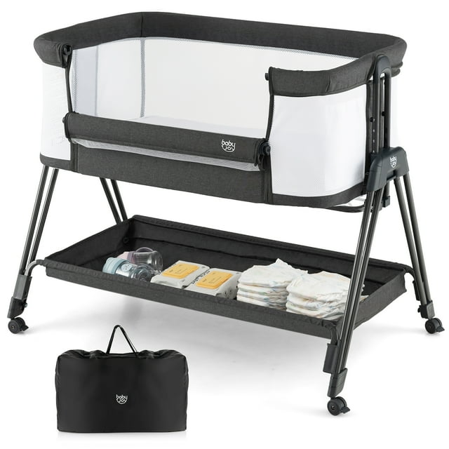 Babyjoy Baby Bedside Sleeper with Wheels & Storage Tray