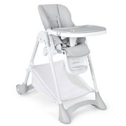Babyjoy Convertible Folding Adjustable High Chair with Wheel Tray Storage Basket Grey