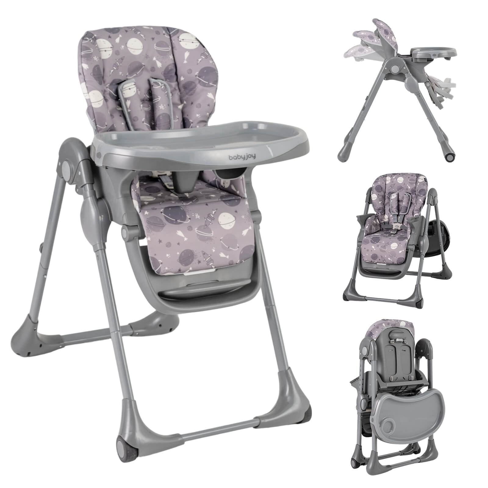 Babyjoy Foldable High Chair with Detachable Cushion, High Chair for Babies and Toddlers