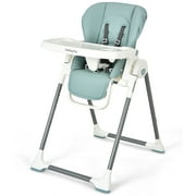 Babyjoy Foldable Baby High Chair w/ Double Removable Trays & Book Holder Green