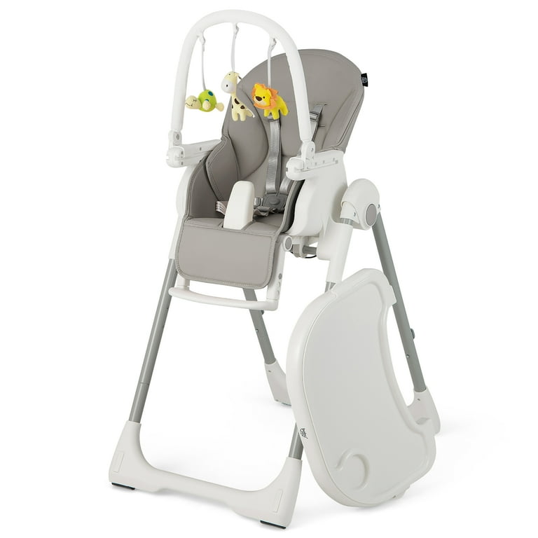 Gymax Baby High Chair Folding Baby Dining Chair w/ Adjustable Height & - Grey