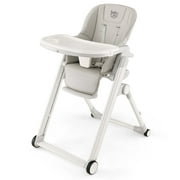 Babyjoy Foldable High Chair Baby Height Adjustable Feeding Chair for Toddlers Light Gray