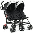 thumbnail image 1 of Babyjoy Foldable Twin Double Stroller Kids Ultralight Umbrella Stroller Pushchair 18 lbs Black, 1 of 10