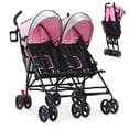 thumbnail image 1 of Costway Foldable Twin Baby Double Stroller Ultralight Umbrella Stroller Pushchair Pink, 1 of 10