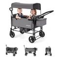 thumbnail image 1 of Babyjoy Foldable Wagon Stroller ,Baby Stroller with Removable Canopy,Adjustable Handle Gray, 1 of 11