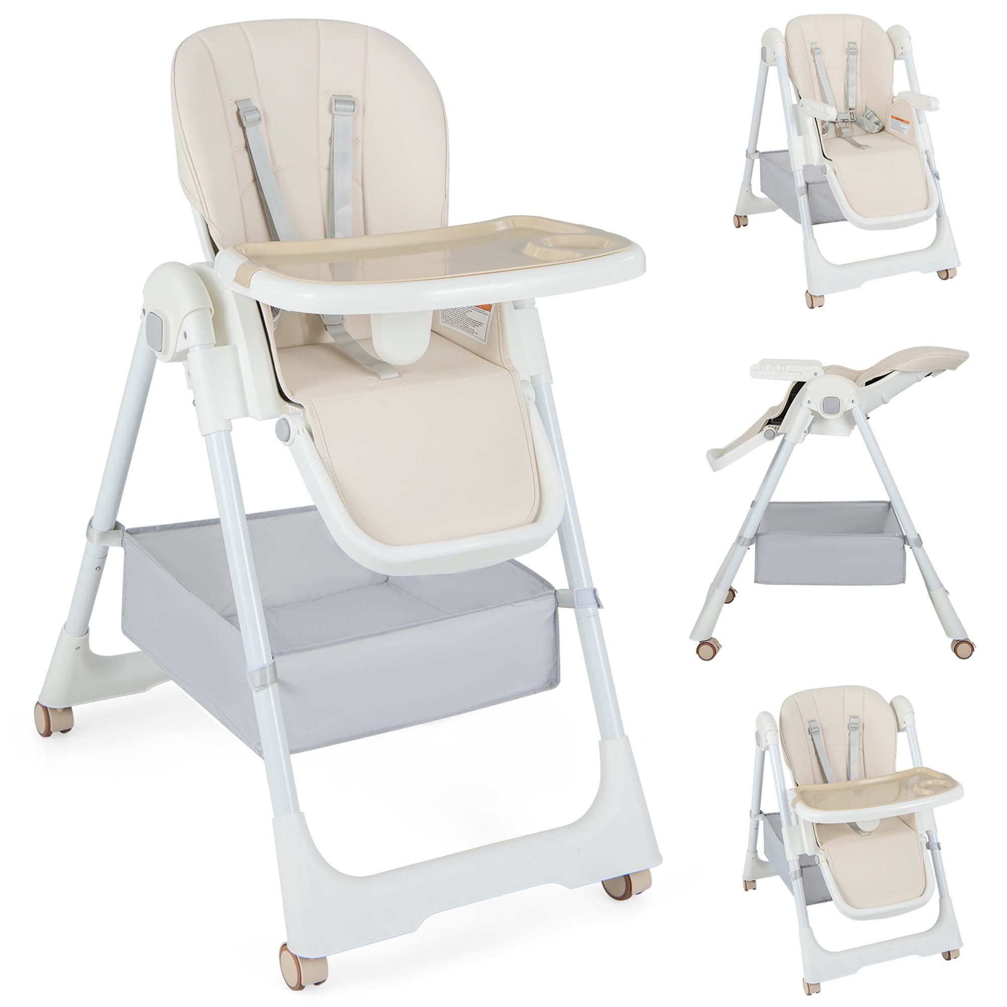 Babyjoy Folding High Chair Convertible Height Adjustable Baby Feeding