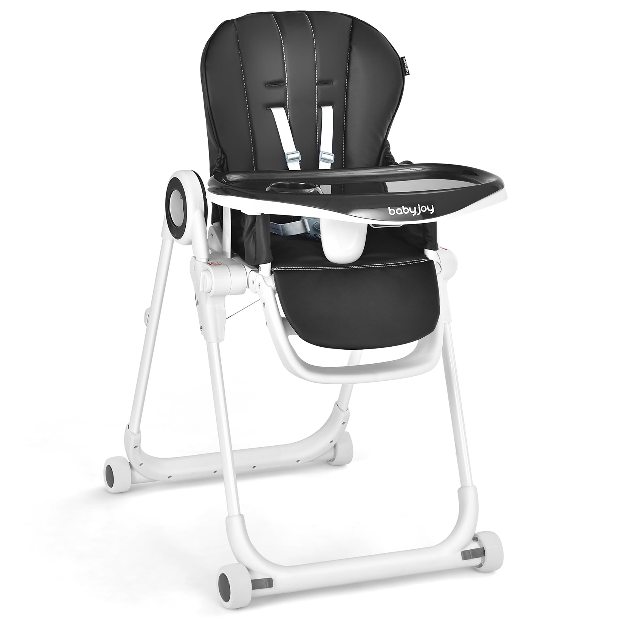 Babyjoy Toddler Kids High Chair, Foldable Eating Chair with Lockable Wheels, Black - Walmart.com