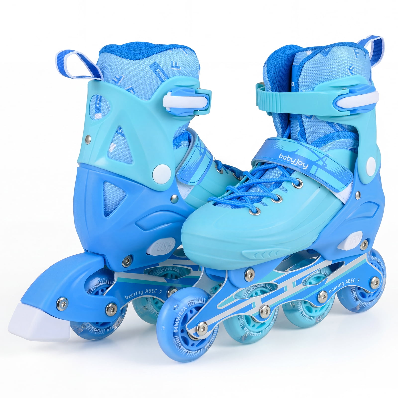 Babyjoy Kids Inline Skates, Adjustable Light-Up Roller Skates with Illuminating Wheels Blue