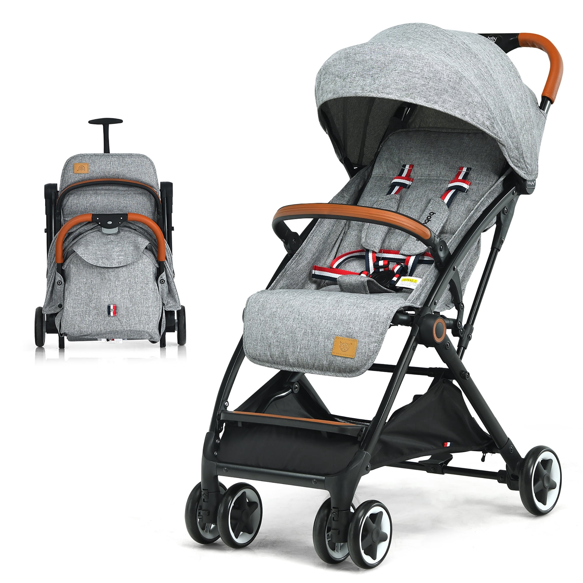 Babyjoy Lightweight Baby Stroller Aluminium Frame w/ Net for Travel Gray Sansujyuku sansujyuku.com