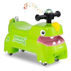 Costway Ride on Toy Baby Dinosaur Sliding Car with 4 Universal Casters Under-Seat Storage Green