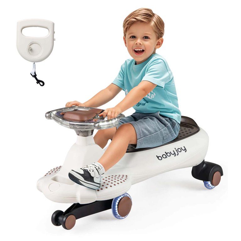 Babyjoy Wiggle Car with Hauling Rope Ride on Toy with Under-Seat