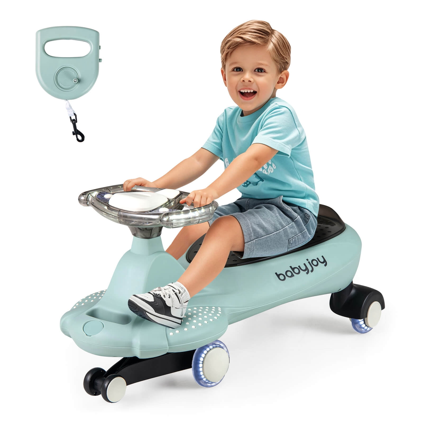 Babyhug Fun N Learn Ride-On With Storage Space & High Backrest - White Green