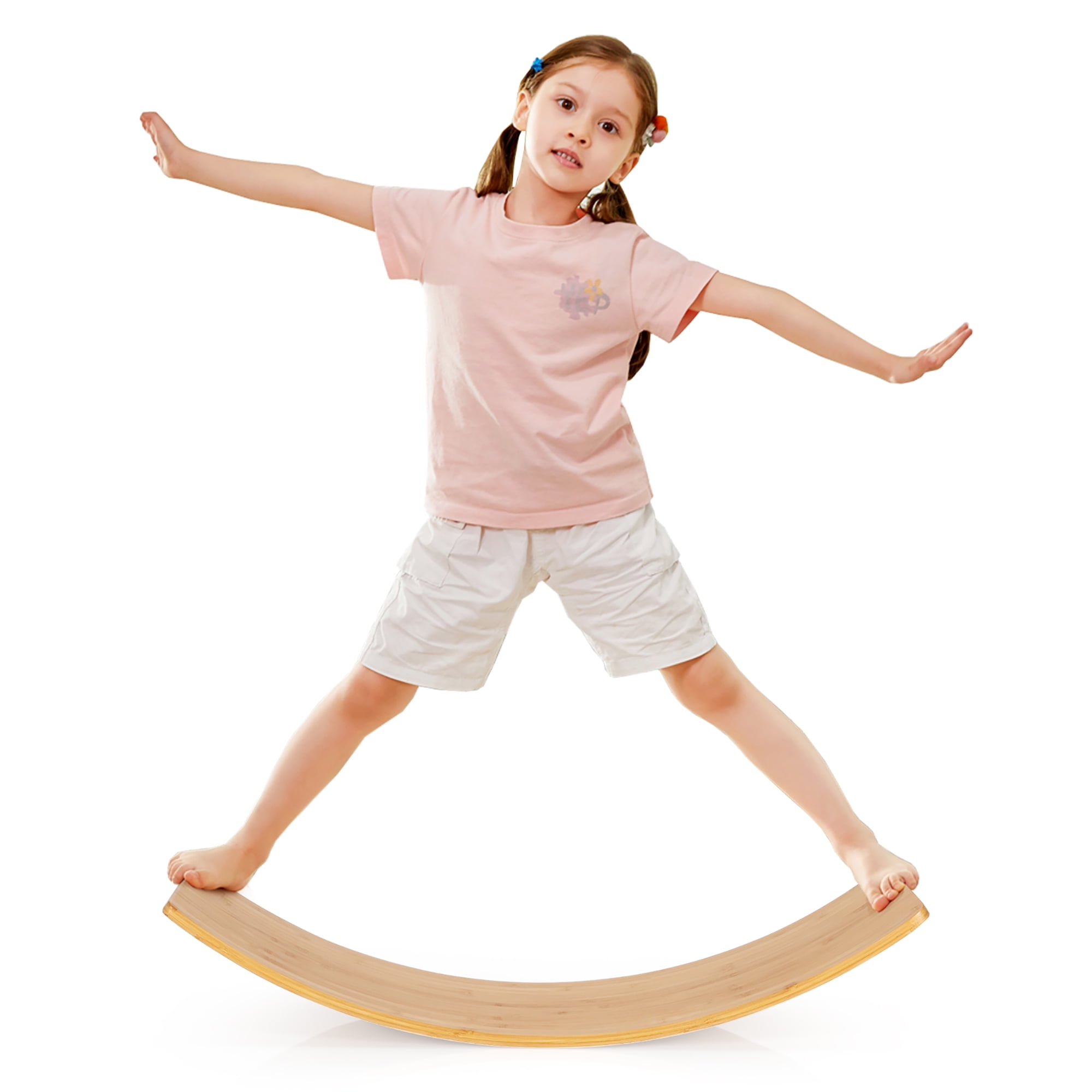 Babyjoy Wooden Wobble Balance Board 35.5" Rocker Yoga Curvy Board Toy