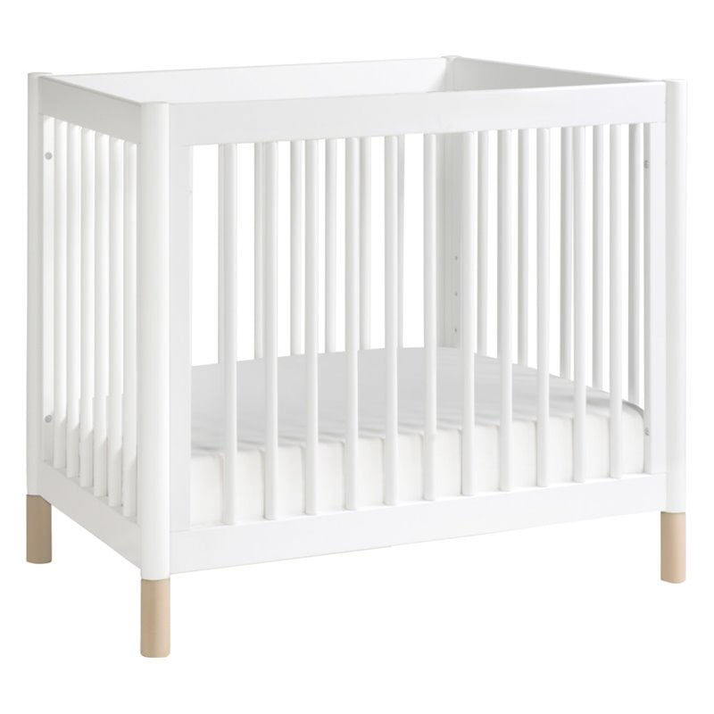 White and Washed Natural 4-in-1 Convertible Mini Crib