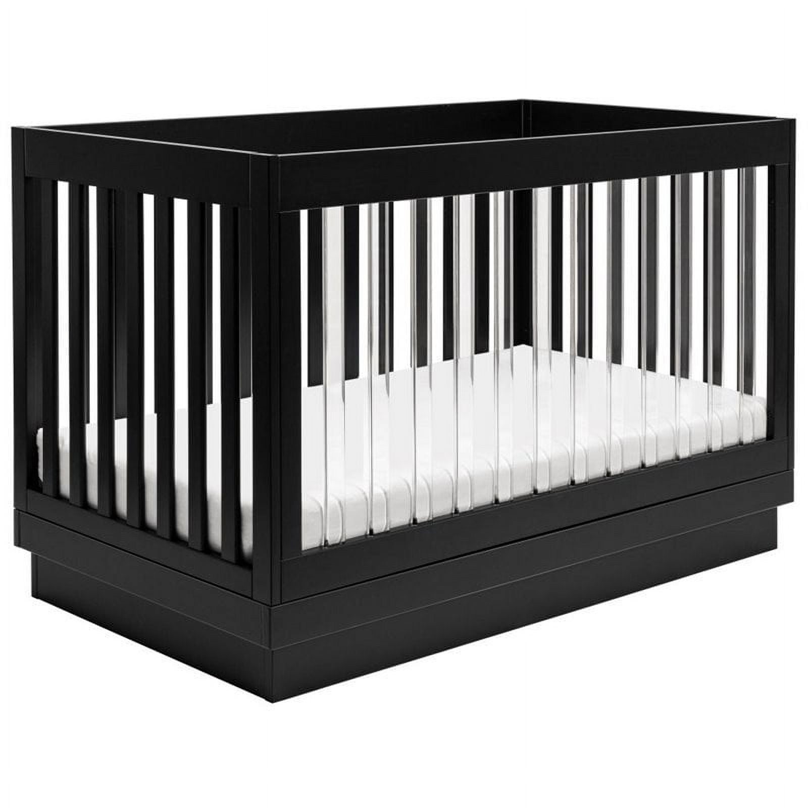 Black Acrylic and Pine Wood 3-in-1 Convertible Crib