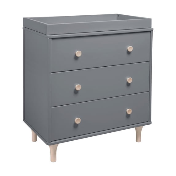 Lolly 3 Drawer Dresser Changer with Removable Changing Tray - Grey/Washed Natural