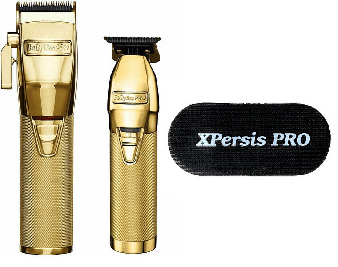 Babyliss Pro GOLD FX FX870G Clipper & FX787G Skeleton Trimmer Combo XPERSIS  PRO Hair Grip Bonus