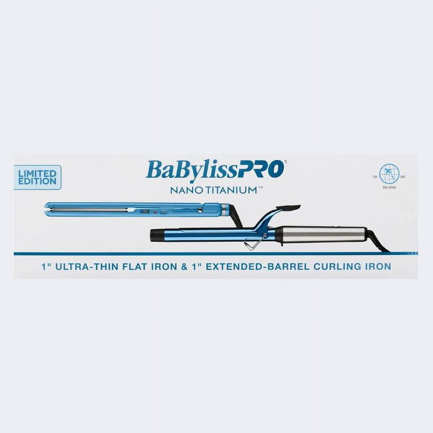 BabylissPRO Nano Titanium 1" XL Curl Iron + 1" Ulta Thin Flat Prepack