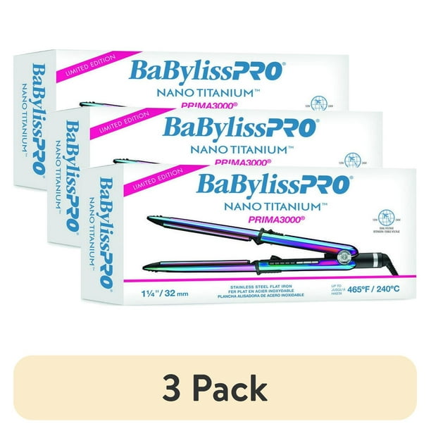 3 pack BabylissPRO Nano Titanium Limited Edition Iridescent 1 1 4 Flat Iron Prima3000 Walmart Business Supplies