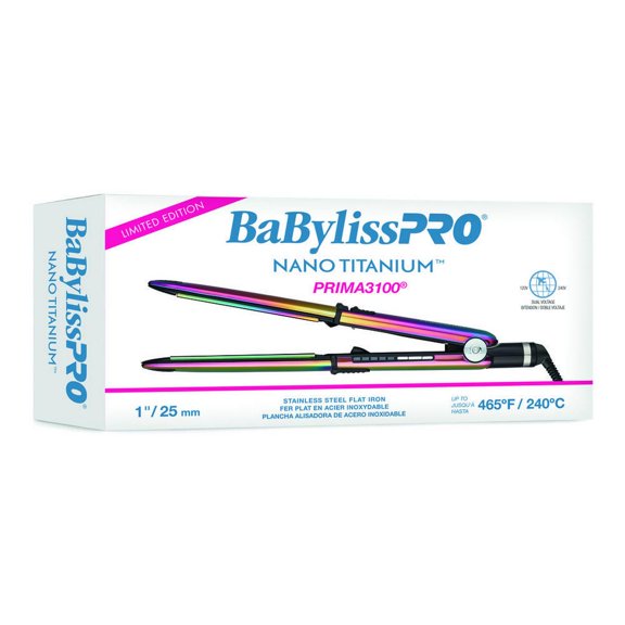 BabylissPRO Nano Titanium Limited Edition Iridescent 1" Flat Iron, Prima3100