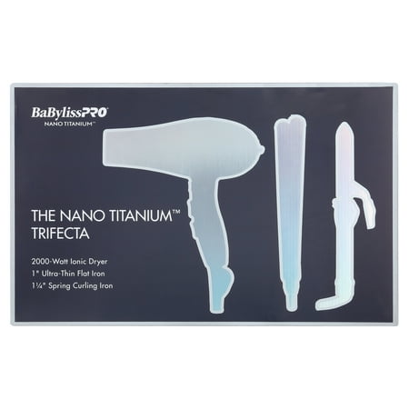 BabylissPro 1 1/4" Spring Curling Iron, 1" Ultra-Thin Flat Iron, and Ionic Dryer Trio Prepack